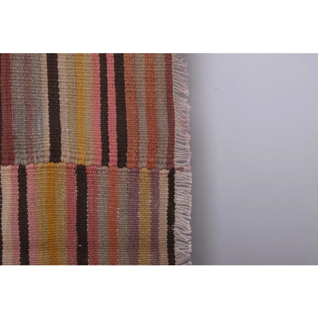 Textile 1960s Vintage Oversize Striped Turkish Kilim Rug 9'4'' X 9'10'' For Sale - Image 7 of 13