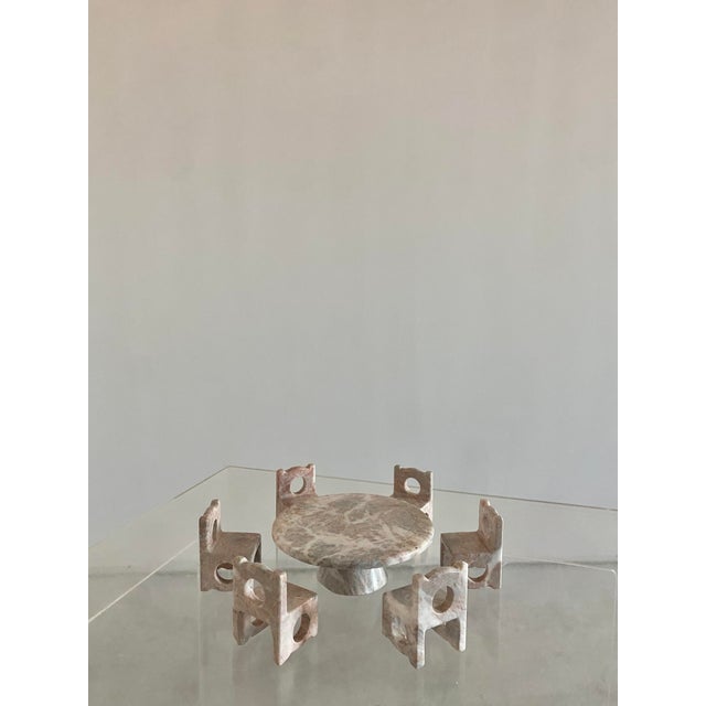 Carved Marble Miniature Table + Chairs For Sale - Image 12 of 15