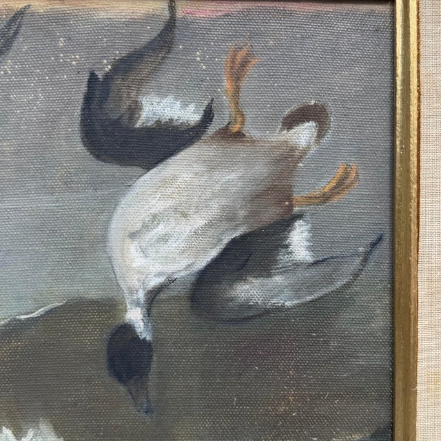 Gray Naive Common Goldeneye Oil on Canvas Painting For Sale - Image 8 of 12