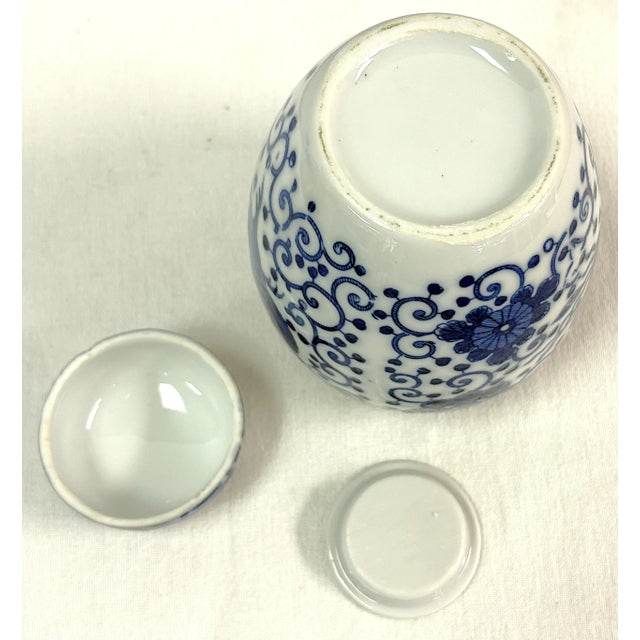 Vintage Petite Blue and White Phoenix Ginger Jar/ Double Steaming Jar For Sale - Image 10 of 11