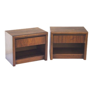 Midcentury Walnut Nightstands by Lane, Pair For Sale