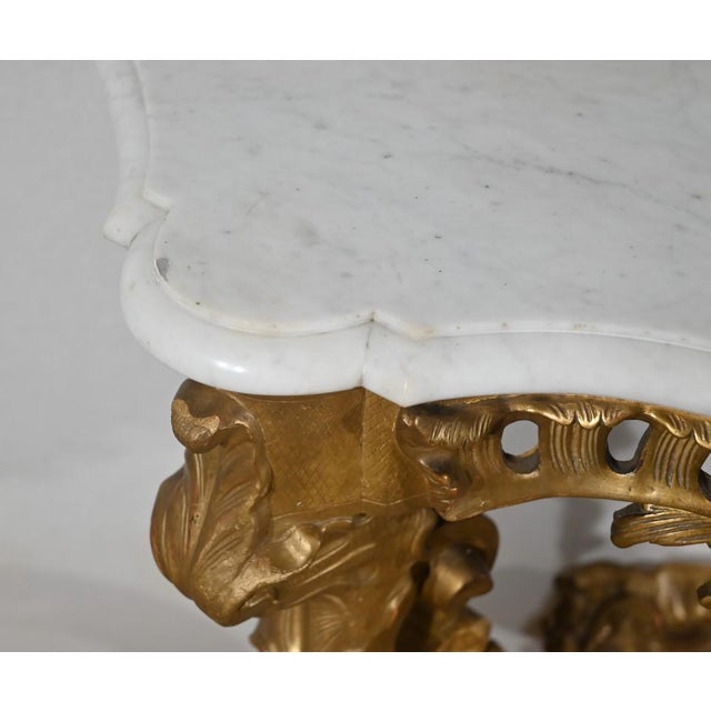 Napoleon III Giltwood Wall Console Table in Louis XV Style, 19th Century For Sale - Image 5 of 18
