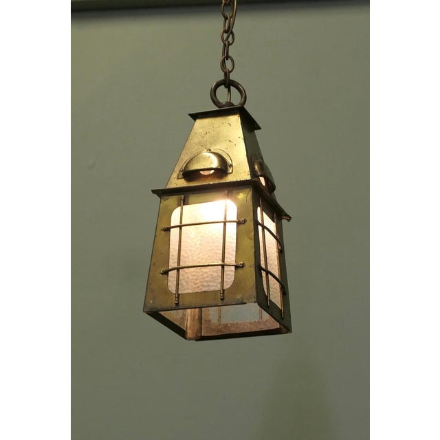 Arts and Crafts Brass Hall Lantern, 1920s For Sale - Image 4 of 8