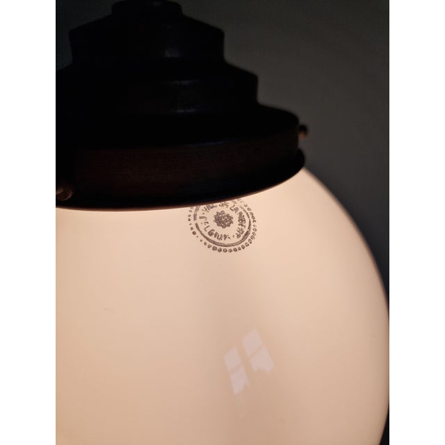 Art Deco Pendant Light in White Opaline Glass from Val Saint-Lambert, Belgium, 1930s For Sale - Image 6 of 14