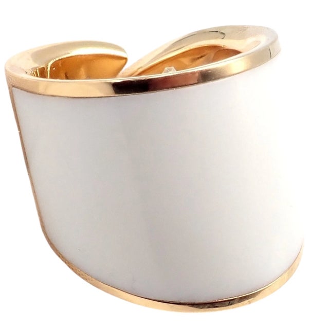 1990s Vhernier Rose Gold Vague Crossover Camuration Cacholong Ring Sz 6 For Sale - Image 10 of 16