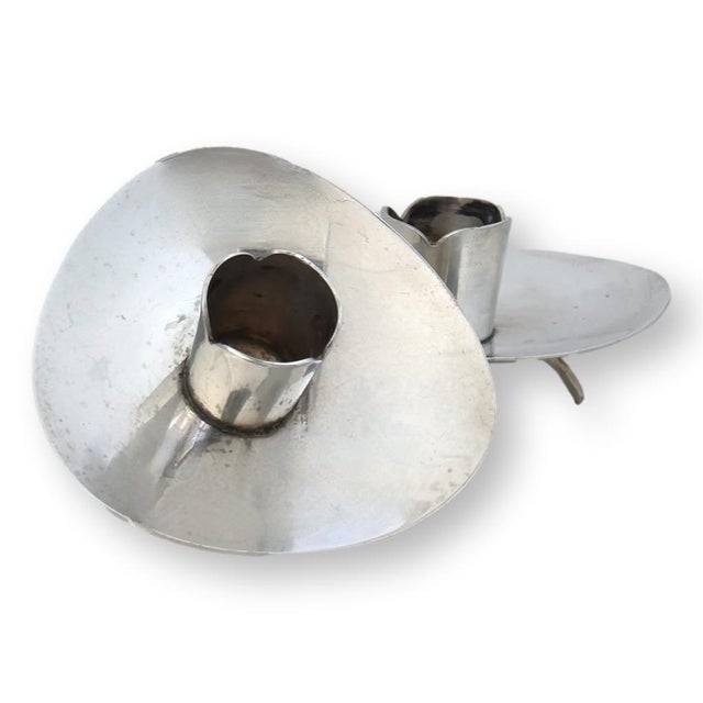 Mexican Mexican Modernist Sterling Candle Holders, Signed For Sale - Image 3 of 7