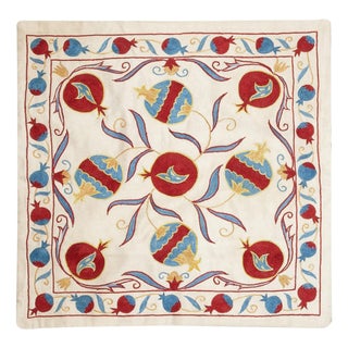 20"x20" All Silk Embroidered Throw Pillow. Modern Handmade Cushion Cover For Sale