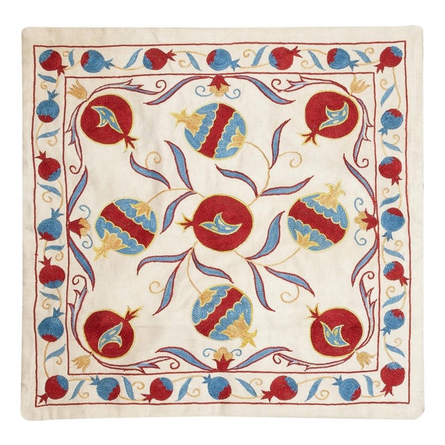 20"x20" All Silk Embroidered Throw Pillow. Modern Handmade Cushion Cover For Sale