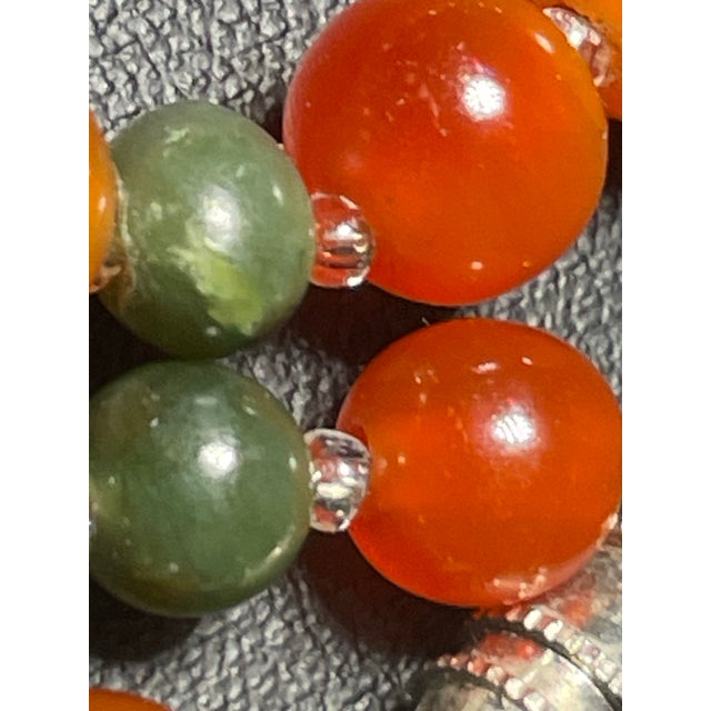 Gemstone Necklace Red Nanhong Agate Bingju Type (Icey Orange Tangerine). Necklace With Jade Vintage Screw Clasp For Sale In South Bend - Image 6 of 9