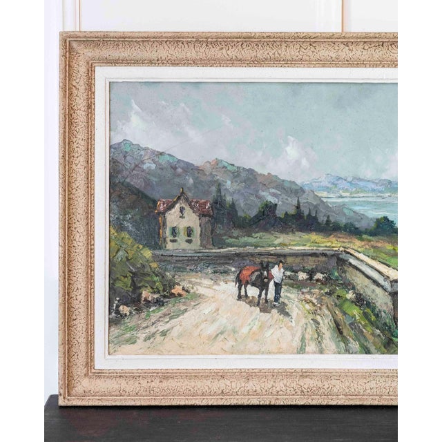 Stevens, Southern European Lakeside Landscape, Oil on Canvas, Mid-20th Century For Sale - Image 4 of 10
