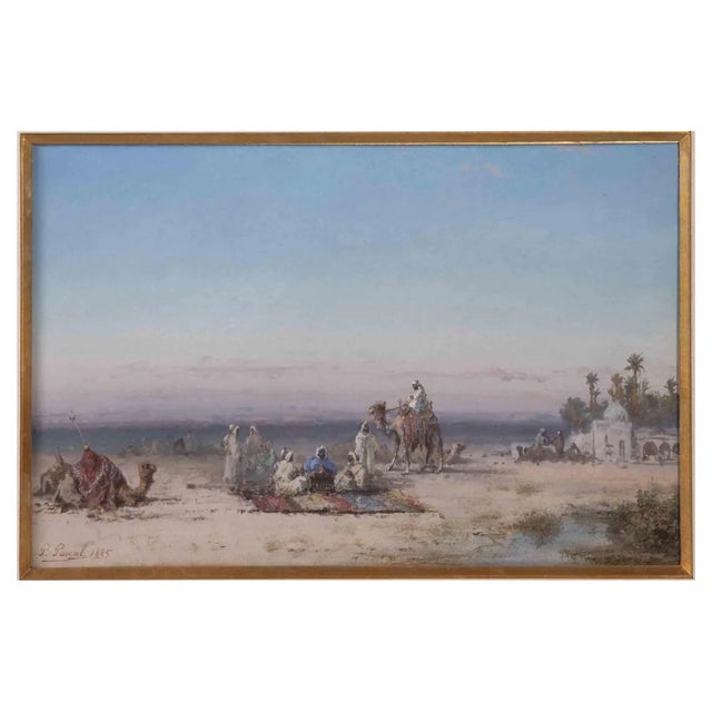 Paul Pascal, Rest at the Caravanserail, Original Gouache, 1885 For Sale