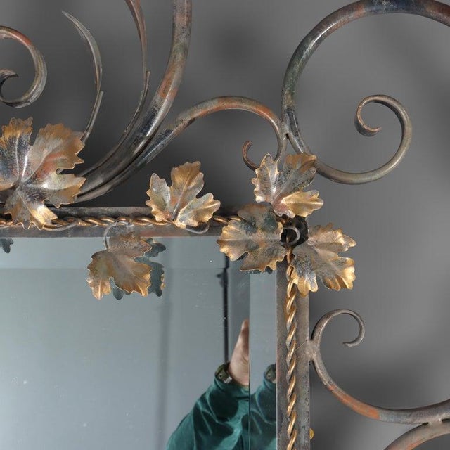 Vintage LaBarge Glass , Silver & Gilt Metal Floral & Foliage Pier Table & Mirror For Sale - Image 9 of 12