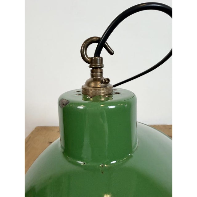 Industrial Green Enamel Factory Pendant Lamp, 1960s For Sale - Image 12 of 17