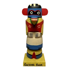 Vintage Native American Hand Made Wooden Kachina Bank