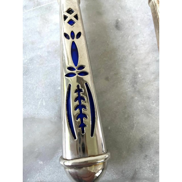 Mid-Century Modern Mid 20th Century Royal Cobalt Glass and Silver Plate Serving Spoons For Sale - Image 3 of 4