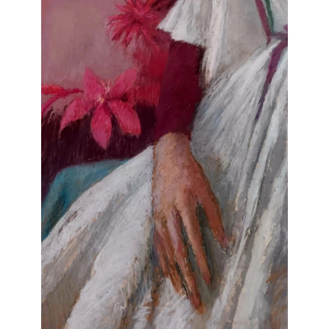 Portraiture Expressionist Pastel Drawing by Marcia Bouton 1970's For Sale - Image 3 of 4