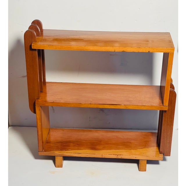 1950s American Art Deco Wood Book Shelf Standing For Sale - Image 4 of 5