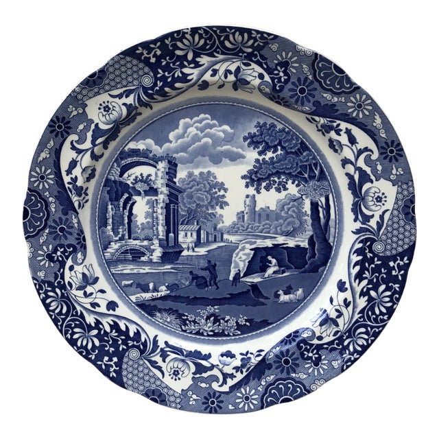 C.1920 Blue & White Spode Italian Dinner Plate Copeland For Sale