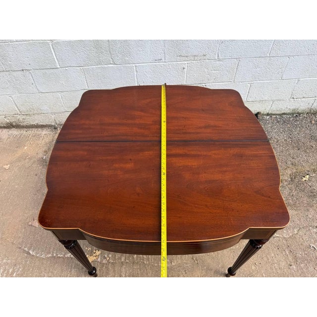 Antique Federal Style Mahogany Fold Top Console Card Table For Sale - Image 12 of 17