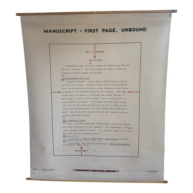 Vintage 1969 Typing Instruction Pull-Down Chart – Secretary School Poster -- Poster D For Sale