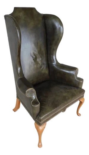 Heritage Henredon High Back George I Style Leather Wingback Chair