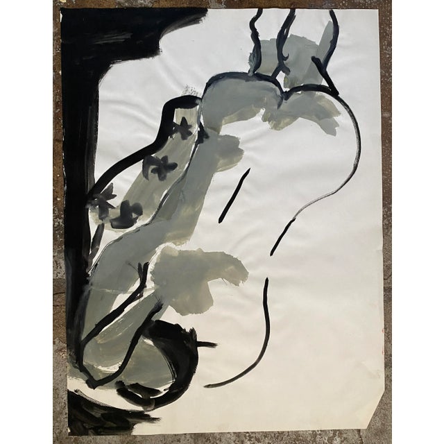 Nude on tempera painting on paper from a group of similar works. Unsigned.