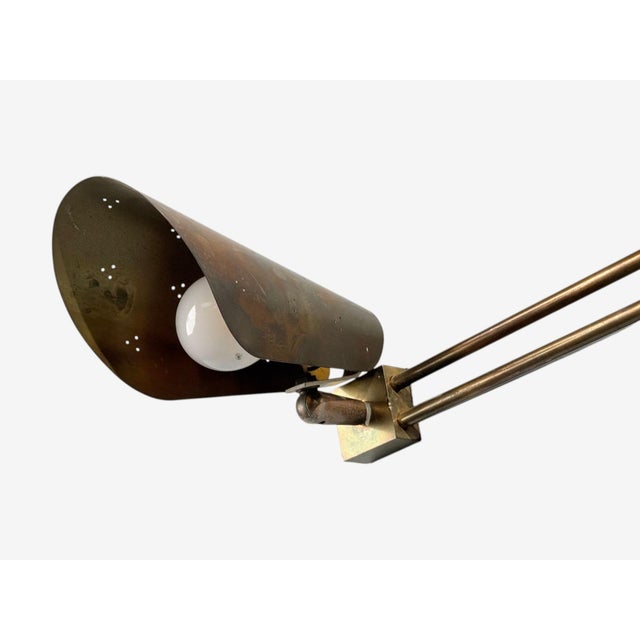 Paavo Tynell Style, Large Double Wall Sconce, Pierced Brass, Finland, 1950s For Sale - Image 9 of 12