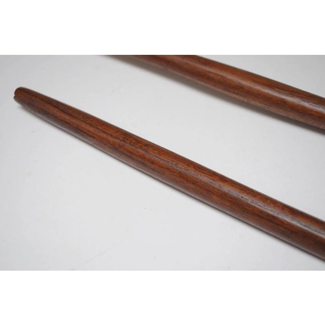 Brown Mid-Century Scandinavian Modern Extra Long Teakwood Salad Tongs For Sale - Image 8 of 8