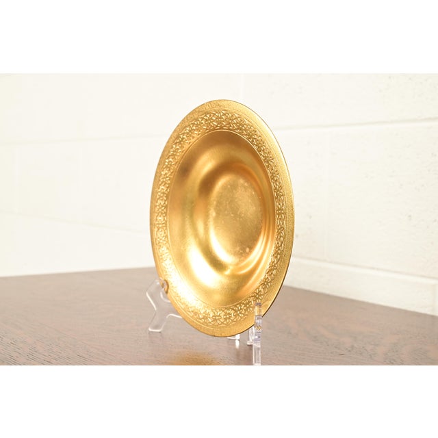 Tiffany Studios Tiffany Studios New York Bronze Doré Shallow Bowl or Plate With Decorative Border For Sale - Image 4 of 13