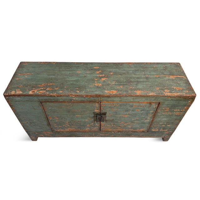 Antique Mongolian Teal Sideboard For Sale - Image 4 of 9
