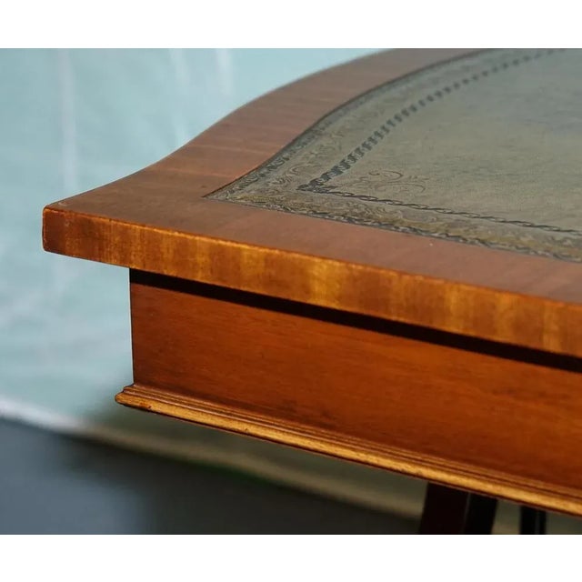 Large Vintage Hunter Green Leather Topped Coffee Table For Sale - Image 10 of 17