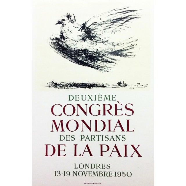 Picasso Lithograph 62 Congress Mondial De La Paix 1959 For Sale