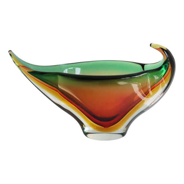 Vintage Freeform Sommerso Murano Glass Vase attributed to Flavio Poli for Seguso, 1960 For Sale