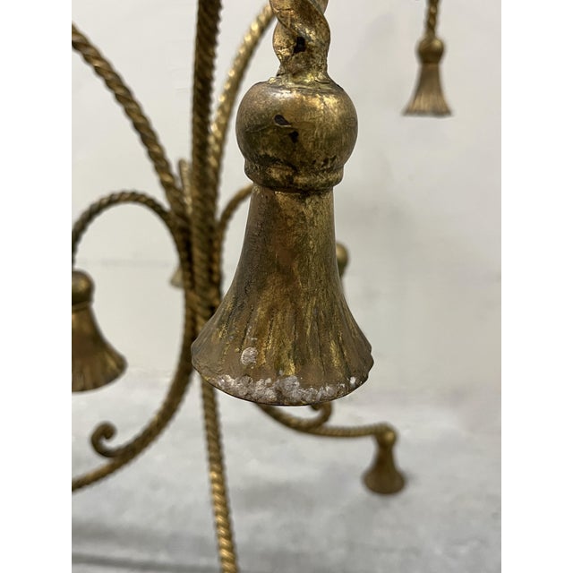 Hollywood Regency Gilt Metal Side Table W/ Glass Top, 1960s Rope & Tassel Design For Sale - Image 15 of 17