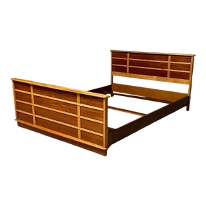 Mid-Century Modern Paul Frankl / John Stuart Full Size Bed Frame, Station Wagon
