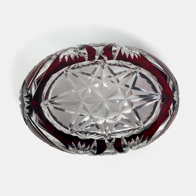 Glass Mid 20th Century Ruby Cut to Clear Bowl For Sale - Image 7 of 8