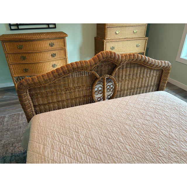 Gold Vintage Ralph Lauren "Safari" Collection Wicker Bedroom Set, Bed and Two Dressers For Sale - Image 8 of 17