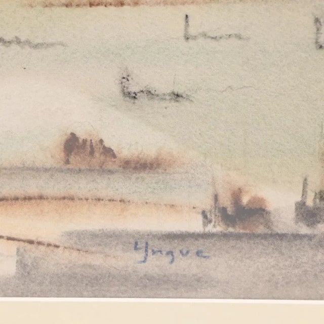Original Vintage Signed Yngve H. Olsen Landscape Watercolor Painting For Sale - Image 4 of 10