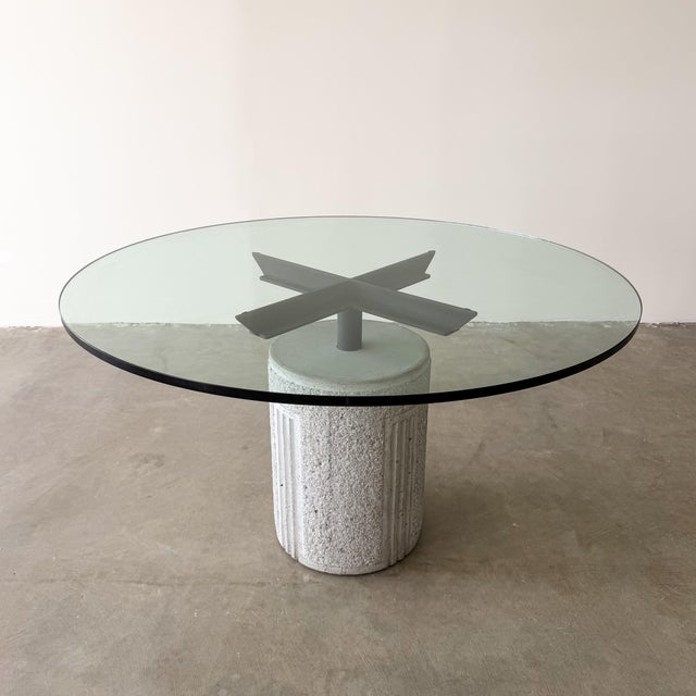 1970s Vintage 1970s Attributed to Giovanni Offredi for Saporiti Italia Concrete and Glass Dining Table Unmarked For Sale - Image 5 of 13