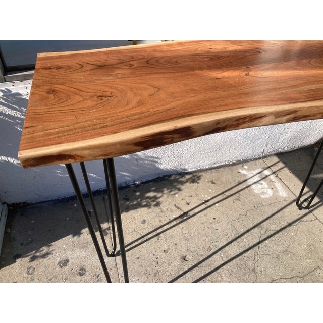 Mid-Century Modern Wood Tree Trunk Slab Console For Sale - Image 3 of 11