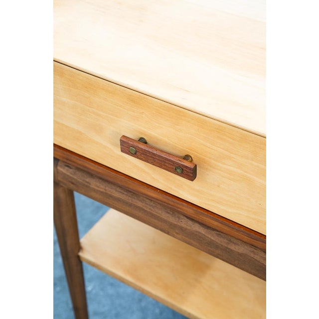 Mid Century Modern Nightstands Side Table Birch Walnut Drawer Italian End Set 2 For Sale - Image 12 of 12