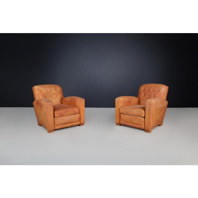 Animal Skin Art Deco Patinated Leather Lounge Chair, France, 1940 For Sale - Image 7 of 10