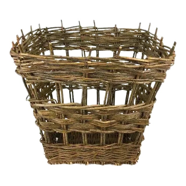 1960s Handwoven Willow Basket by John Shanahan & Sons For Sale