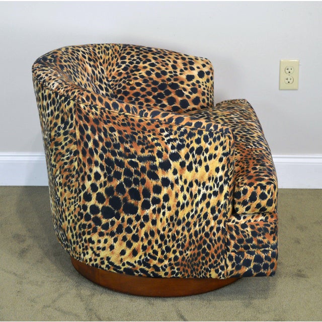 Milo Baughman Mid Century Modern Cheetah Print Swivel Club Chair