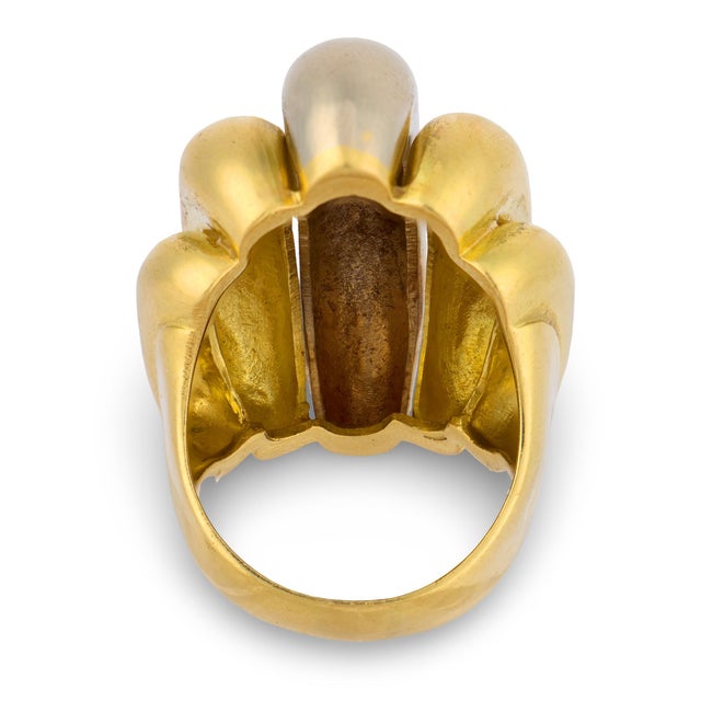 Vintage Italian 18k Yellow and White Gold Cocktail Ring, Size 7 For Sale In Los Angeles - Image 6 of 6