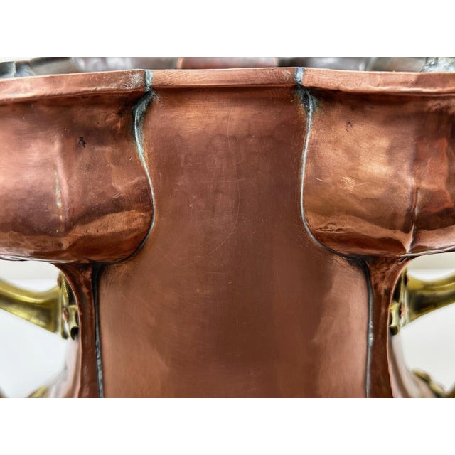 Beautiful Antique Dutch Copper Quatrefoil Cachepot Home Garden Planter With Brass Handles, Tulip Motif, Late 19th C For Sale - Image 13 of 16