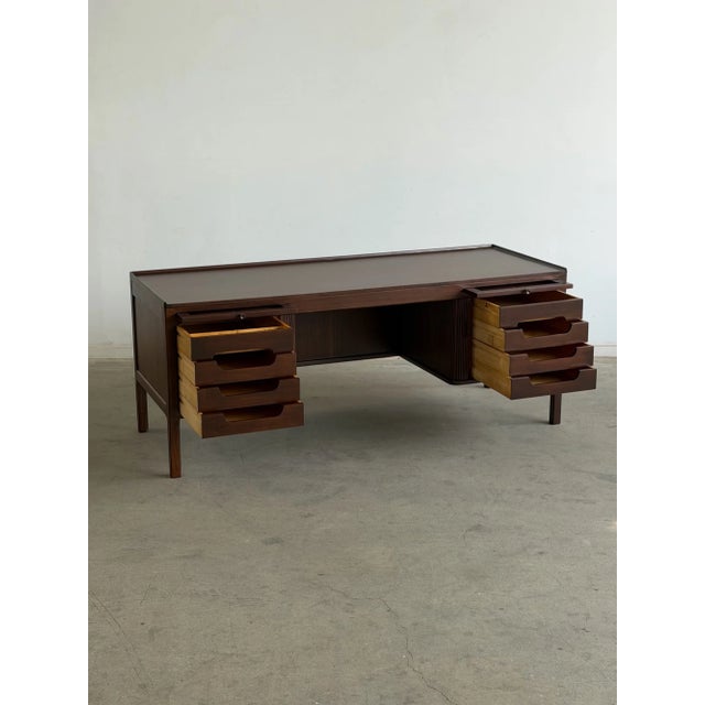 Mid-Century Modern 1960s Danish Modern Mohagony Desk For Sale - Image 3 of 16