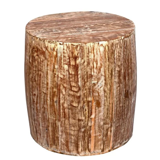 Rustic Reclaimed Drum Barrel Shaped Side Table For Sale In Dallas - Image 6 of 6