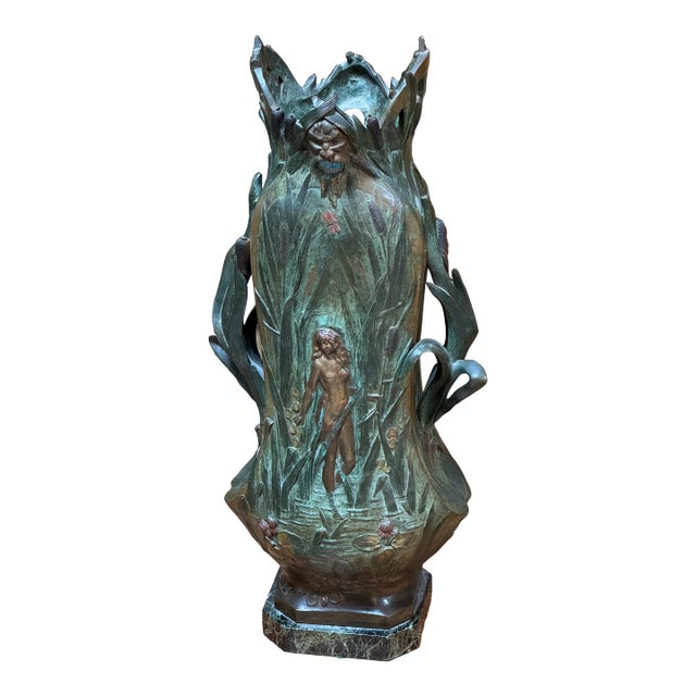 Early 20th Century Louis Ouvet Art Nouveau Nude Figure Vase, Signed For Sale