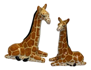 Italian Terra-Cotta Giraffe Figurines - a Pair